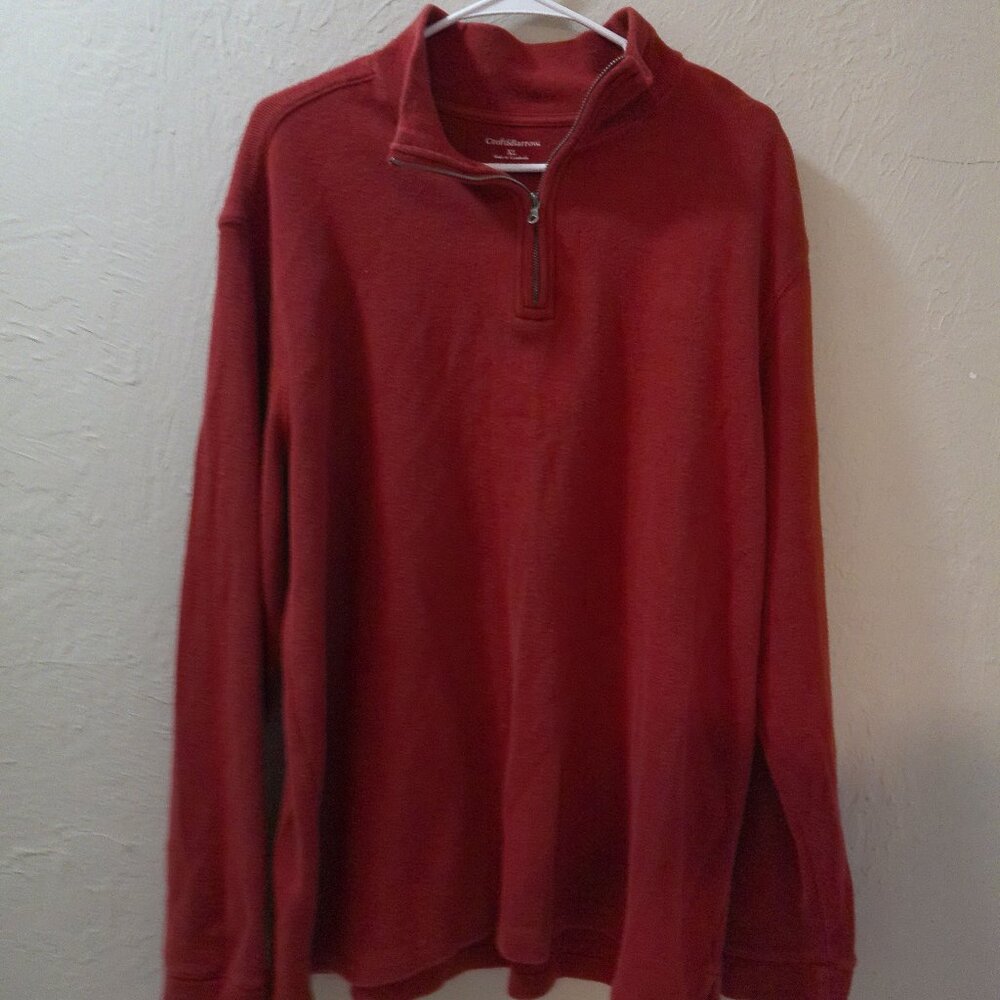 Croft & Barrow Men’s XL Quarter Zip Pullover Sweater – Brick Red